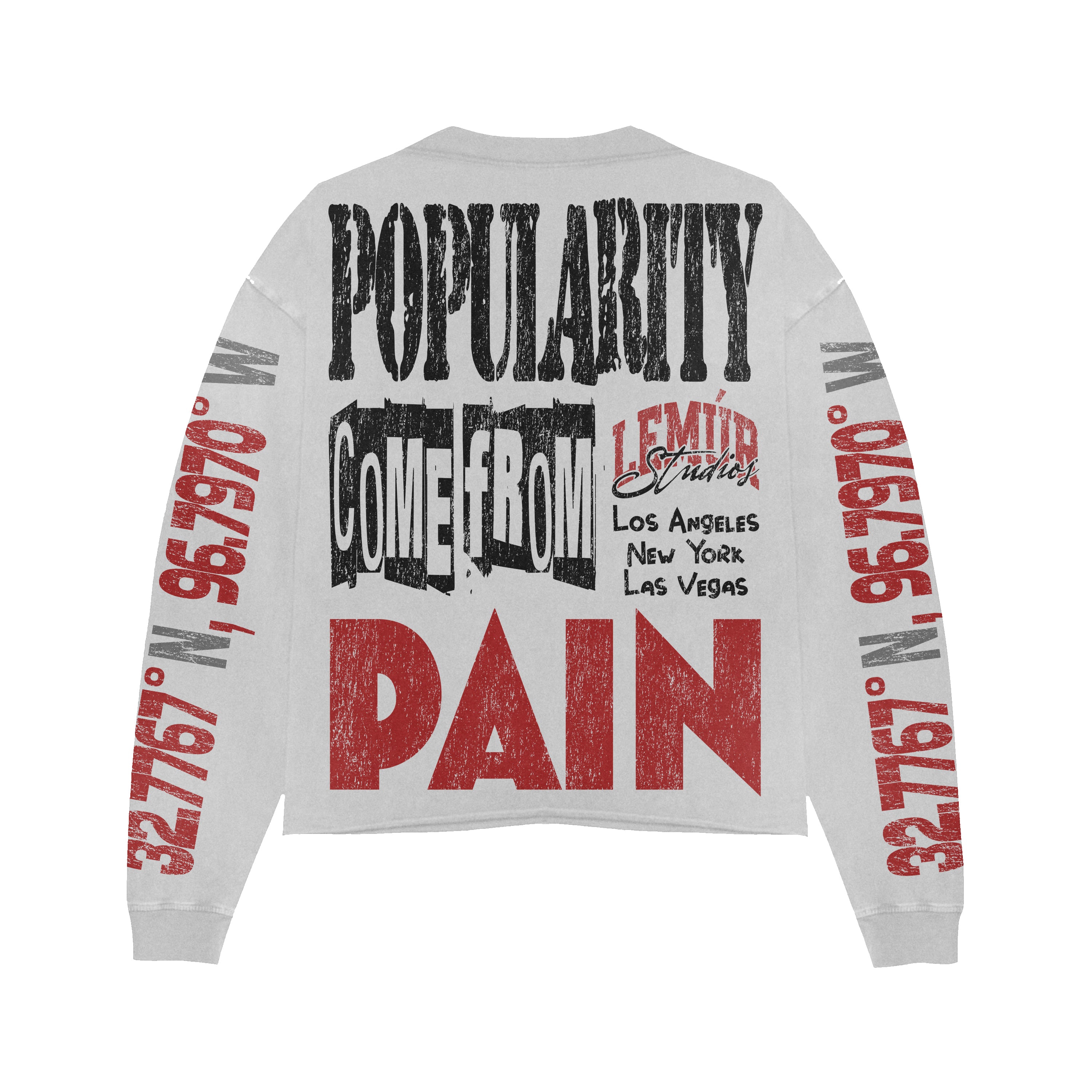 LEMÚR “Popularity Comes From Pain” Long-Sleeve Tee - White