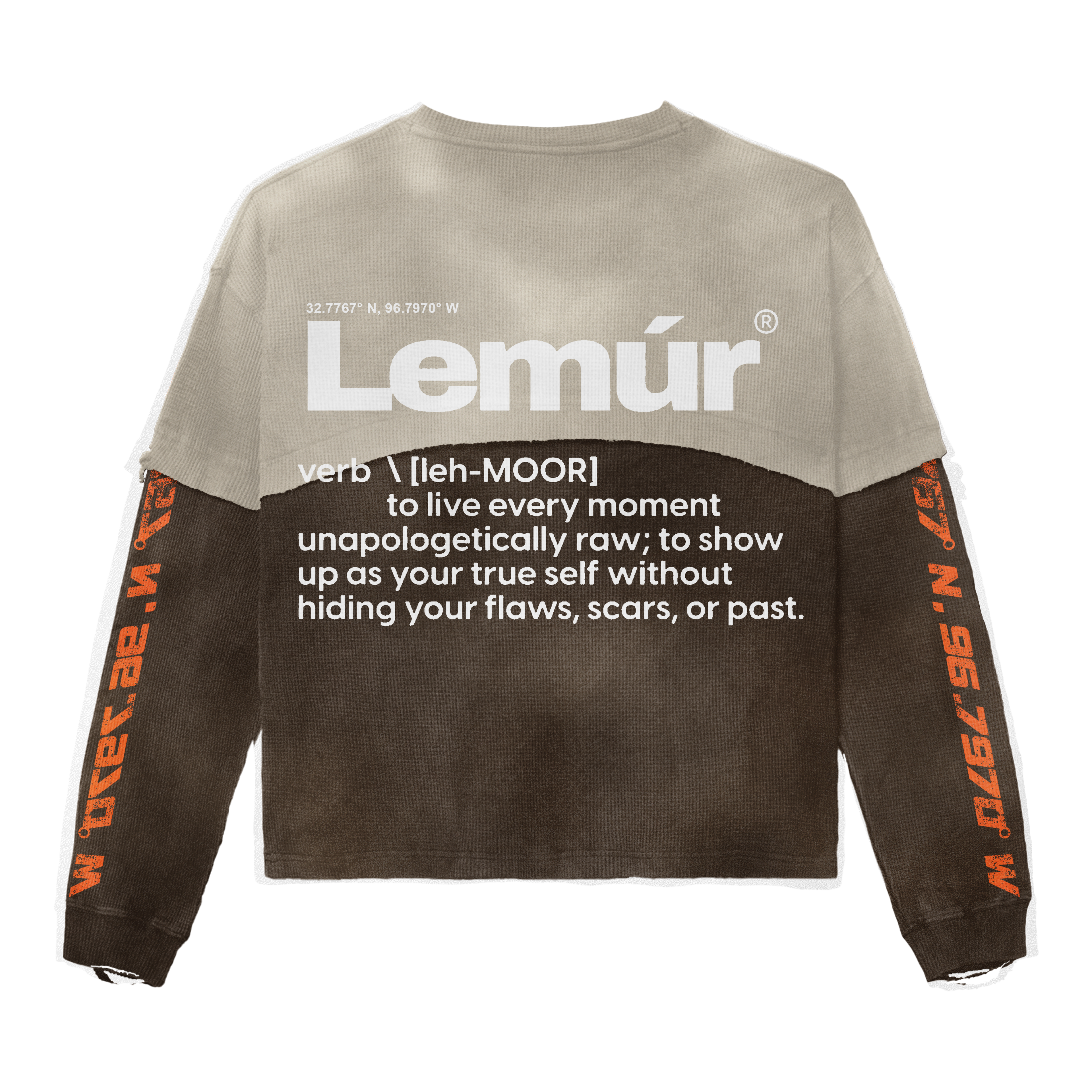 LEMÚR DEPT Distressed Crop Long-Sleeve — Tan/Brown